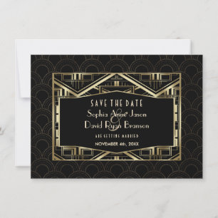Gold Great Gatsby Art Deco Stil Save the Date