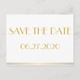 Gold Great Gatsby Save the Date Postkarten