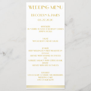 Gold Great Gatsby Wedding Menu Cards Menükarte