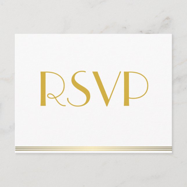 Gold Great Gatsby Wedding RSVP Postkarten (Vorderseite)