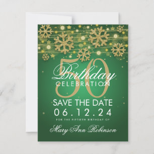 Gold Green 50. Geburtstag Rett Datum Winter Save The Date