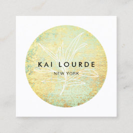 Gold Green Abstrakt Circle Square Business Card Quadratische Visitenkarte