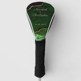 Gold Green Agate Wedding Golf Headcover