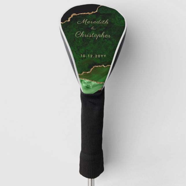 Gold Green Agate Wedding Golf Headcover (Vorderseite)