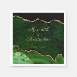 Gold Green Agate Wedding Napkins Serviette
