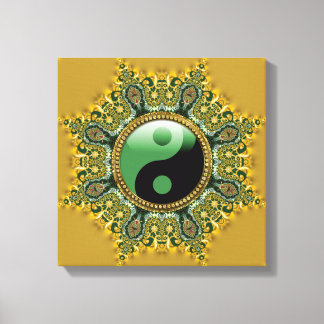 Gold Green Balance Medical Mandala Leinwanddruck