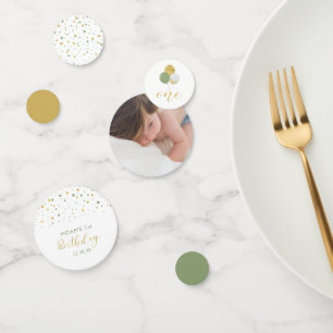 Gold & Green Balloons 1. Geburtstag Party Confetti Konfetti