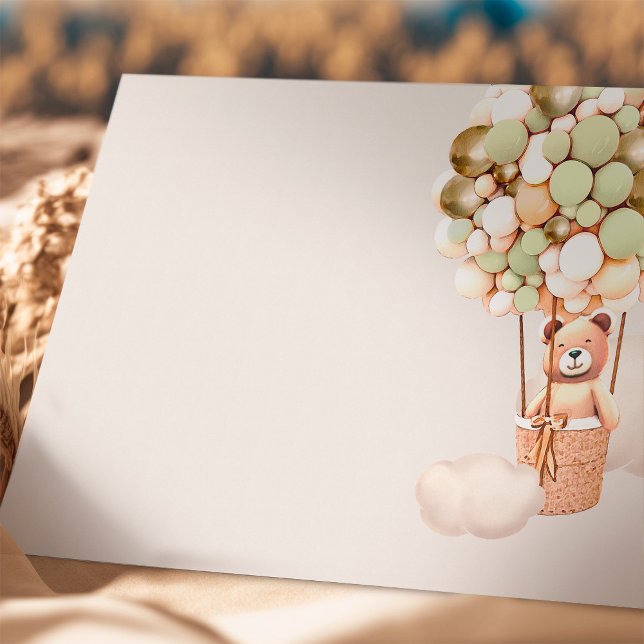 Gold Green Bear Balloons Blankenkarte Begleitkarte (Von Creator hochgeladen)