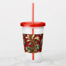 Gold Green Blätter Red Holiday Acrylic Tumbler