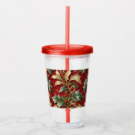 Gold Green Blätter Red Holiday Acrylic Tumbler Acryltrinkbecher