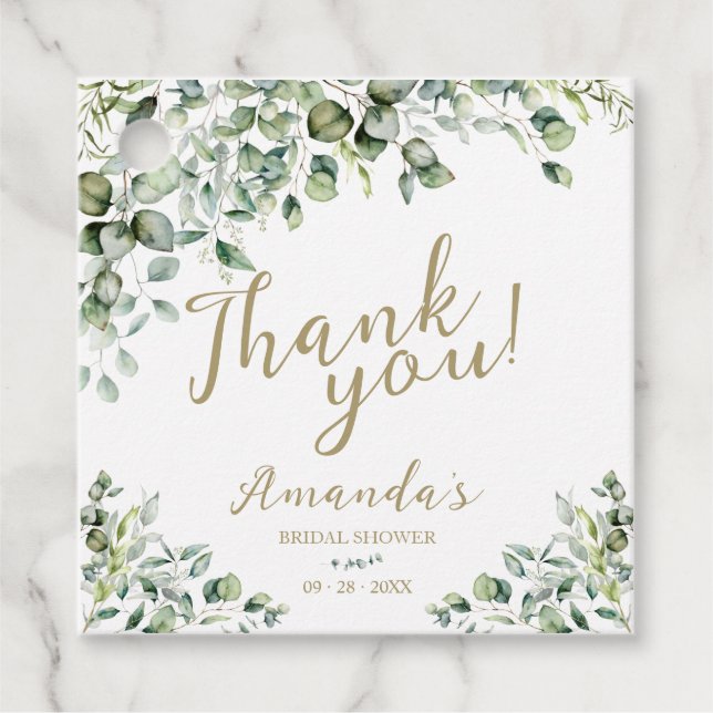 Gold Green Brautparty Vielen Dank Geschenkanhänger (Vorderseite)