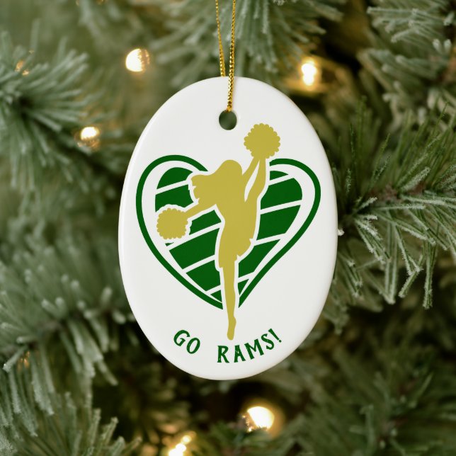 Gold Green Cheerleader Team Name Keramik Ornament (Baum)