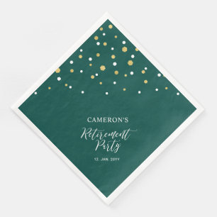 Gold & Green Chic Konfetti-Ruhestandsfeier Serviette