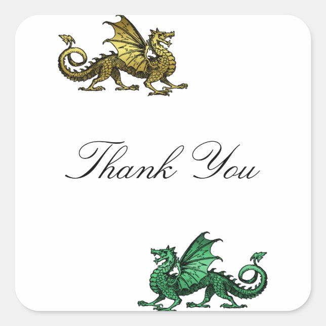 Gold Green Dragon Danke Stickers (Vorderseite)