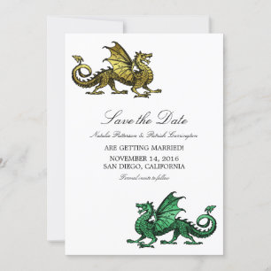 Gold Green Dragon Save the Date einladen