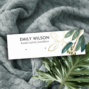 GOLD GREEN EUCALYPTUS FAUNA EARRING STUD ANZEIGE MINI VISITENKARTE