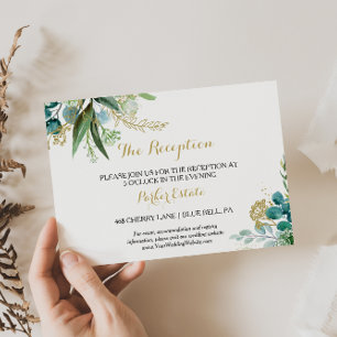 Gold Green Eukalyptus Wedding Reception Card Einladung