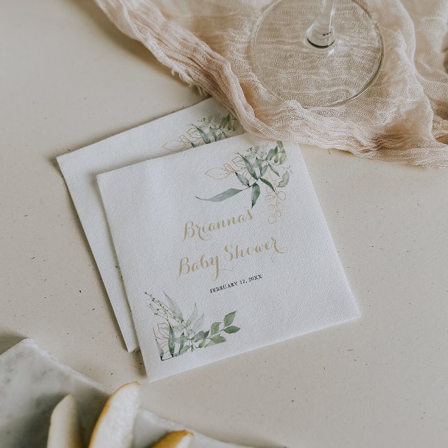Gold Green Foliage Baby Dusche Napkins Serviette (Von Creator hochgeladen)