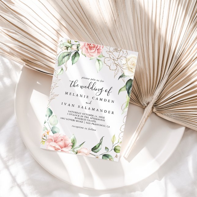 Gold Green Foliage Bloral The Wedding of Einladung (Von Creator hochgeladen)