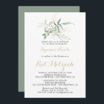 Gold Green Foliage Calligraphy Bat Mitzvah Einladung<br><div class="desc">Diese goldgrüne Blattkalligraphie Fledermaus mitzvah Einladung ist perfekt für eine rustikale Fledermaus Mitzvah. Dieses künstlerische Design mit handgezeichnet Aquarellgold und grünem Blattwerk inspiriere natürliche Schönheit.</div>
