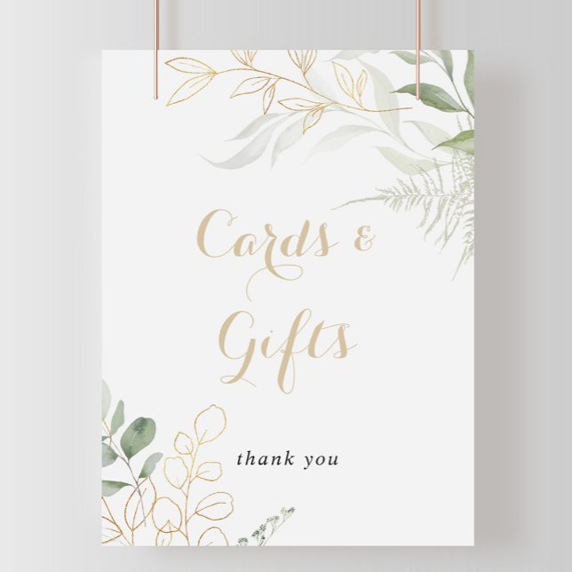 Gold Green Foliage Cards und Geschenke-Zeichen Poster (Von Creator hochgeladen)