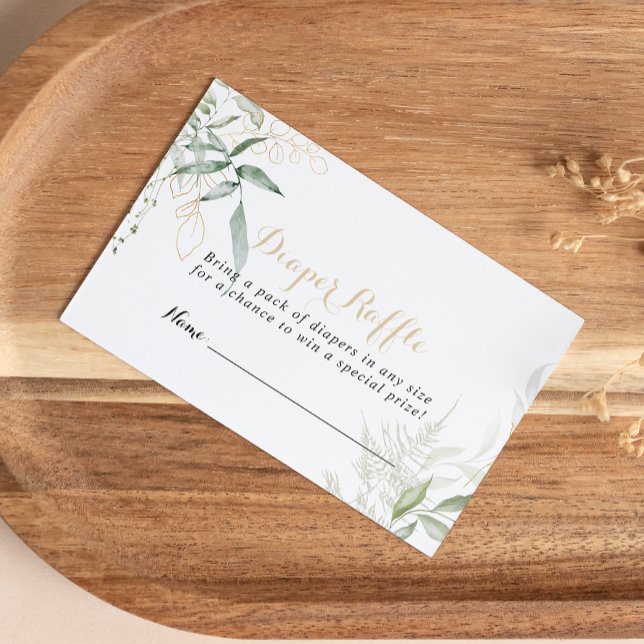 Gold Green Foliage Diaper Raffelschein Begleitkarte (Von Creator hochgeladen)