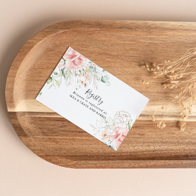 Gold Green Foliage Floral Wedding Gift Registry Begleitkarte (Von Creator hochgeladen)