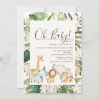 Gold Green Foliage Palm Safari Baby Dusche