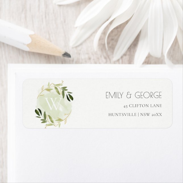 GOLD GREEN FOLIAGE WATERCOLOR WASH-KRIEG-ADRESSE (Insitu)