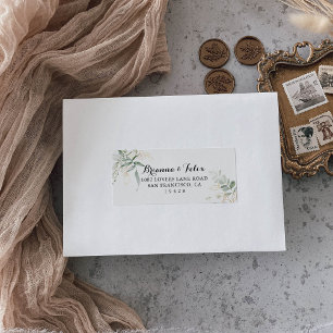 Gold Green Foliage Wedding RSVP Adressetikett