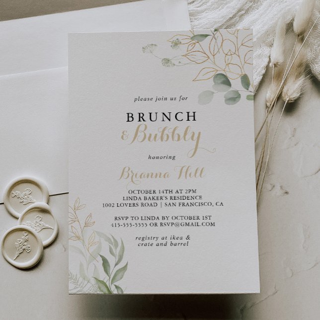 Gold Green Folies Brunch und Bubbly Brautparty Einladung (Von Creator hochgeladen)