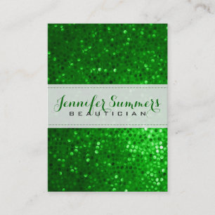 Gold & Green Glitzer Beautician Business Card Visitenkarte