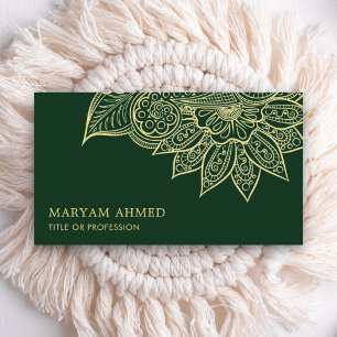 Gold Green Henna Mehndi Islamic Visitenkarte
