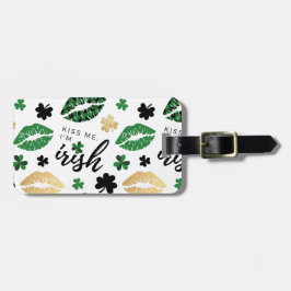 GOLD & GREEN KISST MIR, ICH BIN IRISH LIPS KLEEBLÄ GEPÄCKANHÄNGER