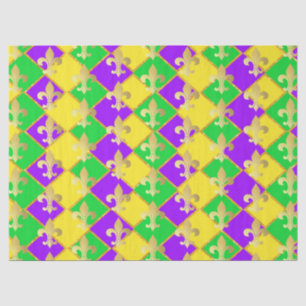 Gold Green Lila Mardi Gras Harlequin Pattern Seidenpapier