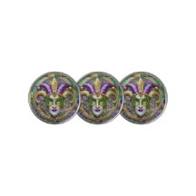 Gold Green Lila Mardi Gras Jester Mask