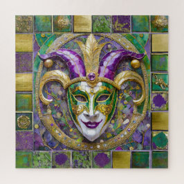 Gold Green Lila Mardi Gras Jester Mask Puzzle