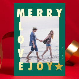 GOLD Green MERRY LIEBE JOY Foto FRAME | Gold Folien Feiertagskarte