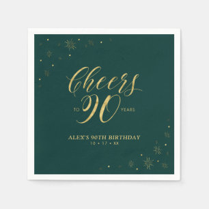 Gold & Green Moderne Prost zum 90. Geburtstag Part Serviette