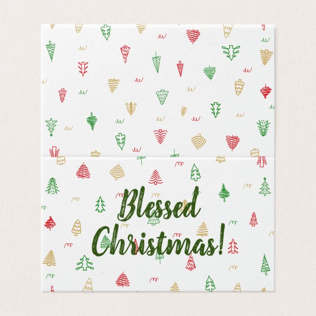 Gold Green Red Christmas Trees Muster (Außenseite Aufgefaltet)