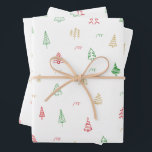 Gold Green Red Christmas Trees Muster Geschenkpapier Set<br><div class="desc">Minimalistische Weihnachtsbäume in Rot,  Gold und Grün,  um Ihre Weihnachtsfeier zu stärken.</div>