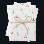 Gold Green Red Christmas Trees Muster Geschenkpapier Set<br><div class="desc">Minimalistische Weihnachtsbäume in Rot, Gold und Grün, um Ihre Weihnachtsfeier zu stärken.</div>