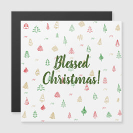 Gold Green Red Christmas Trees Muster Magnetkarte