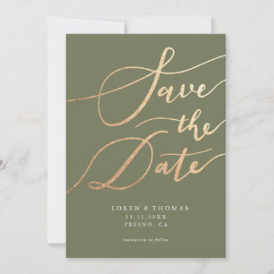 Gold Green Script Typografie Save The Date