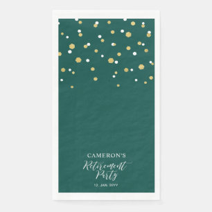 Gold & Green Stilvolles Confetti Retirement Party Serviette