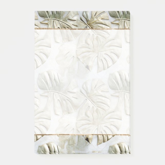 Gold Green Tropical Blätter Post-it Klebezettel (Vorderseite)