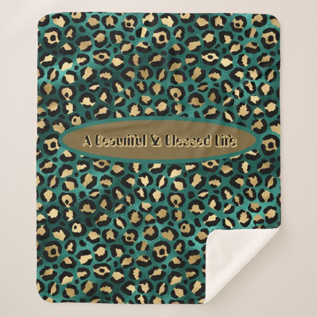 Gold Green Tropical Leopard Sherpa Sherpadecke (Vorderseite)