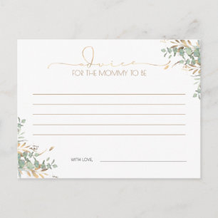 Gold Greenery Baby Shower Advice Card Postkarte