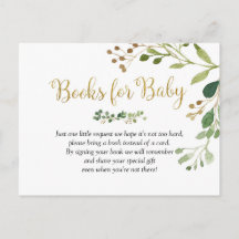 Gold Greenery Baby Shower Books for Baby