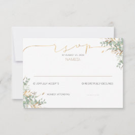 Gold Greenery Baby Shower RSVP Cards Einladung
